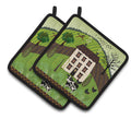 Folk Art Country House Pot Holders - Set of 2 Decorative Kitchen Helpers | Made in the USA VHA3024PTHD